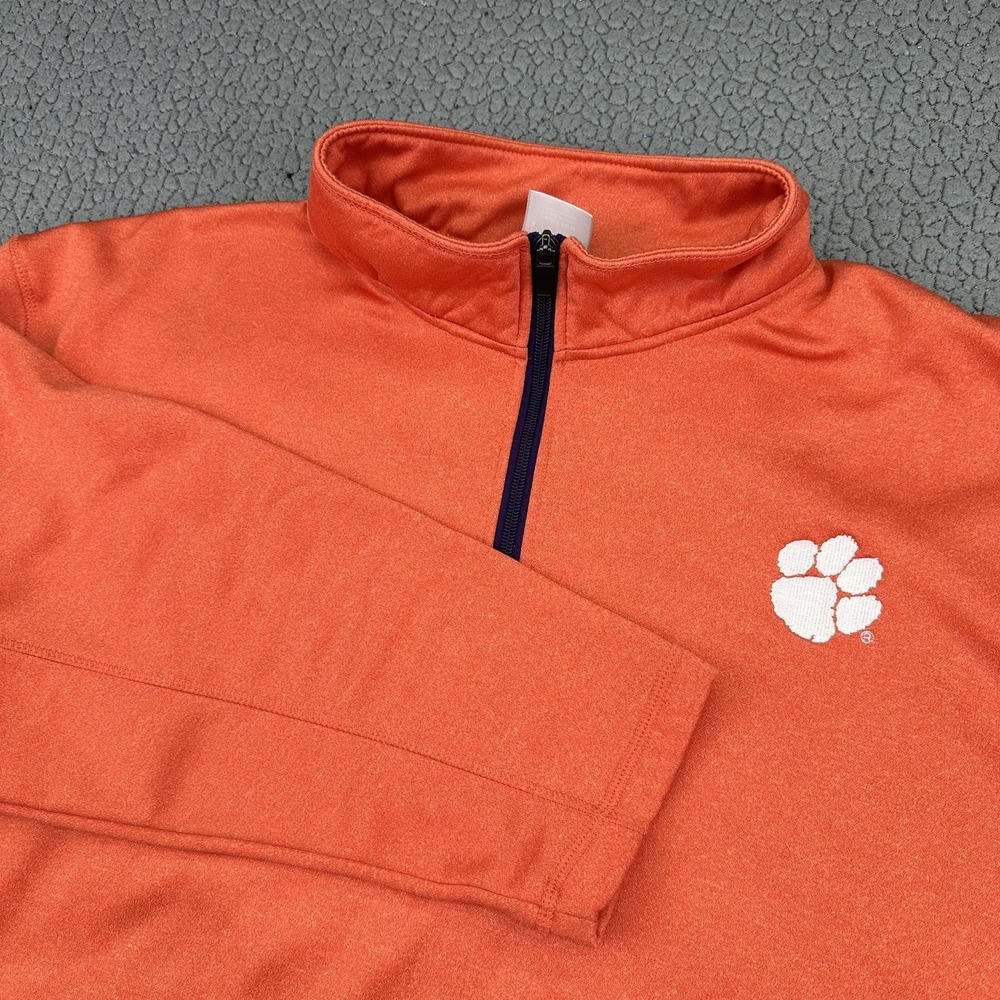 Clemson Tigers Knights Apparel Orange Long Sleeve 1/4 Zip Sweatshirt Sz XL EUC